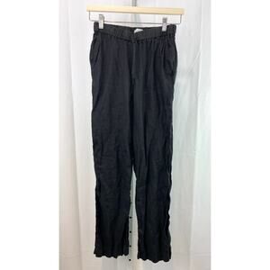 ARKET Size XS Sweden Womens Linen Drawstring Pants Pull On Pockets Black